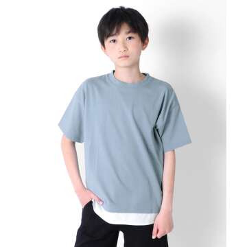 【GLAZOS】★セール★ドロップショルダーレイヤード半袖Tシャツ[4色展開]