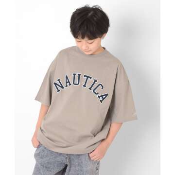 【NAUTICA】【おまとめ買い割対象】【NAUTICA】フロントロゴアップリケ刺繍ビッグ半袖Tシャツ[4色展開]