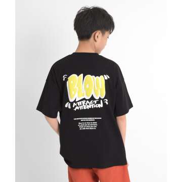 【GLAZOS】【接触冷感】バックグラフィック発泡プリントビッグ半袖Tシャツ[5色展開]